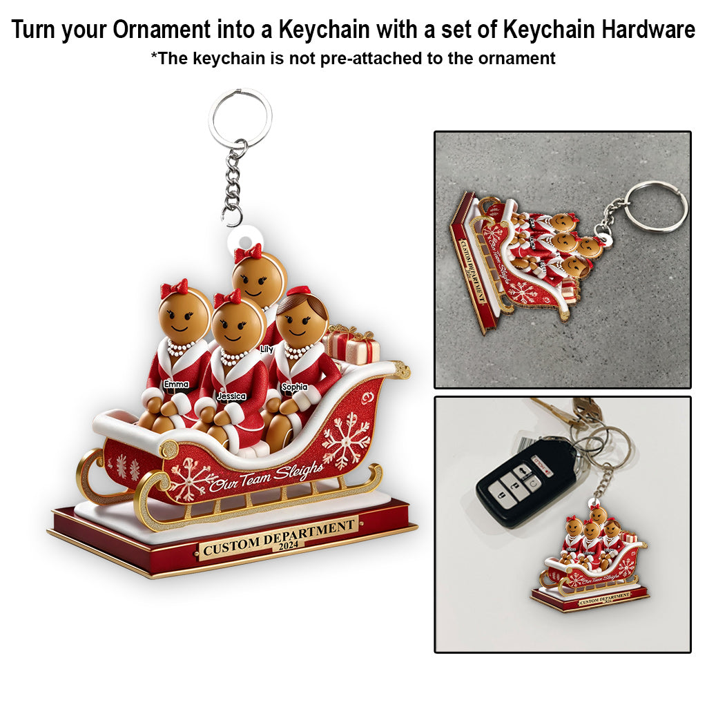 Notre traîneau d'équipe, cadeaux de Noël pour collègues - Ornement personnalisé pour collègues