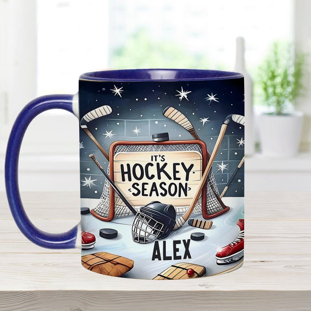 It's Hockey Season - Personalized Hockey Accent Mug