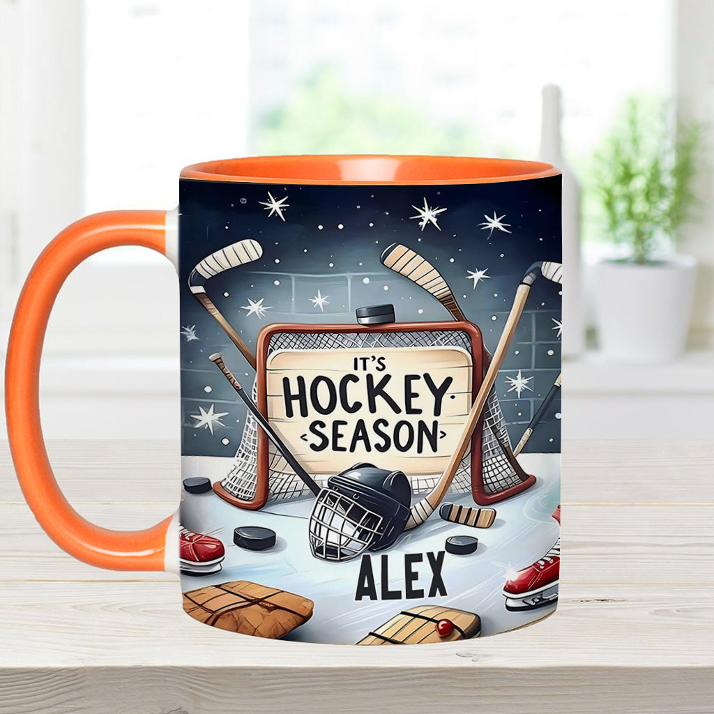 It's Hockey Season - Personalized Hockey Accent Mug