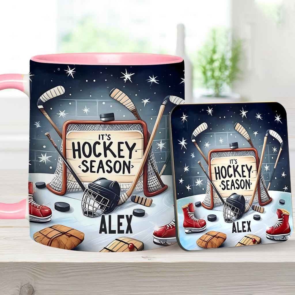 It's Hockey Season - Personalized Hockey Accent Mug