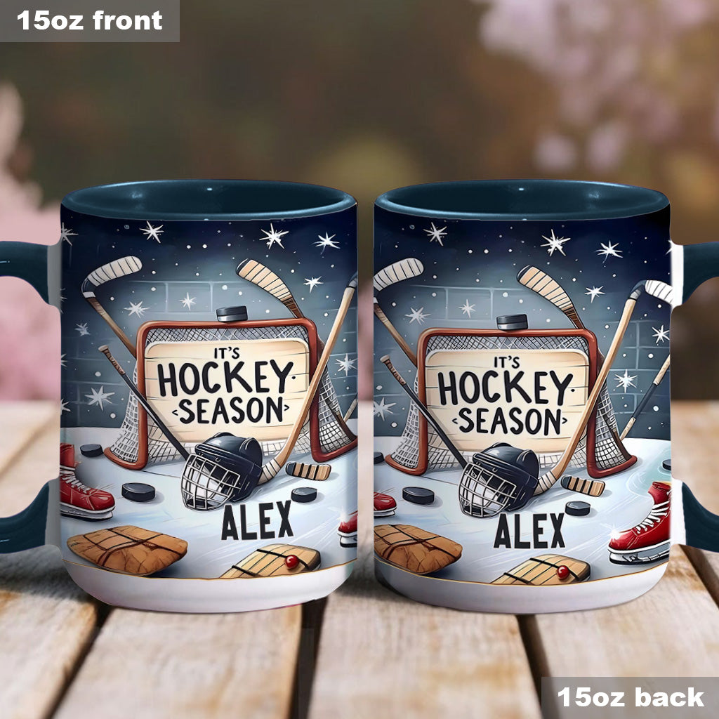 It's Hockey Season - Personalized Hockey Accent Mug