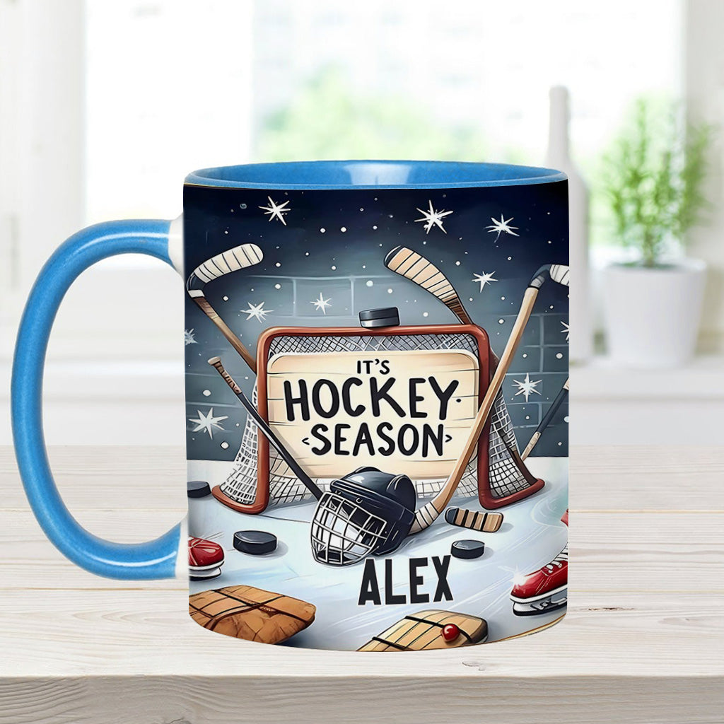 It's Hockey Season - Personalized Hockey Accent Mug