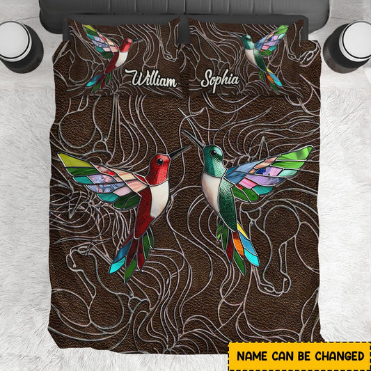 Family Members Hummingbirds Beautiful Birds - Personalized Family Bedding Set