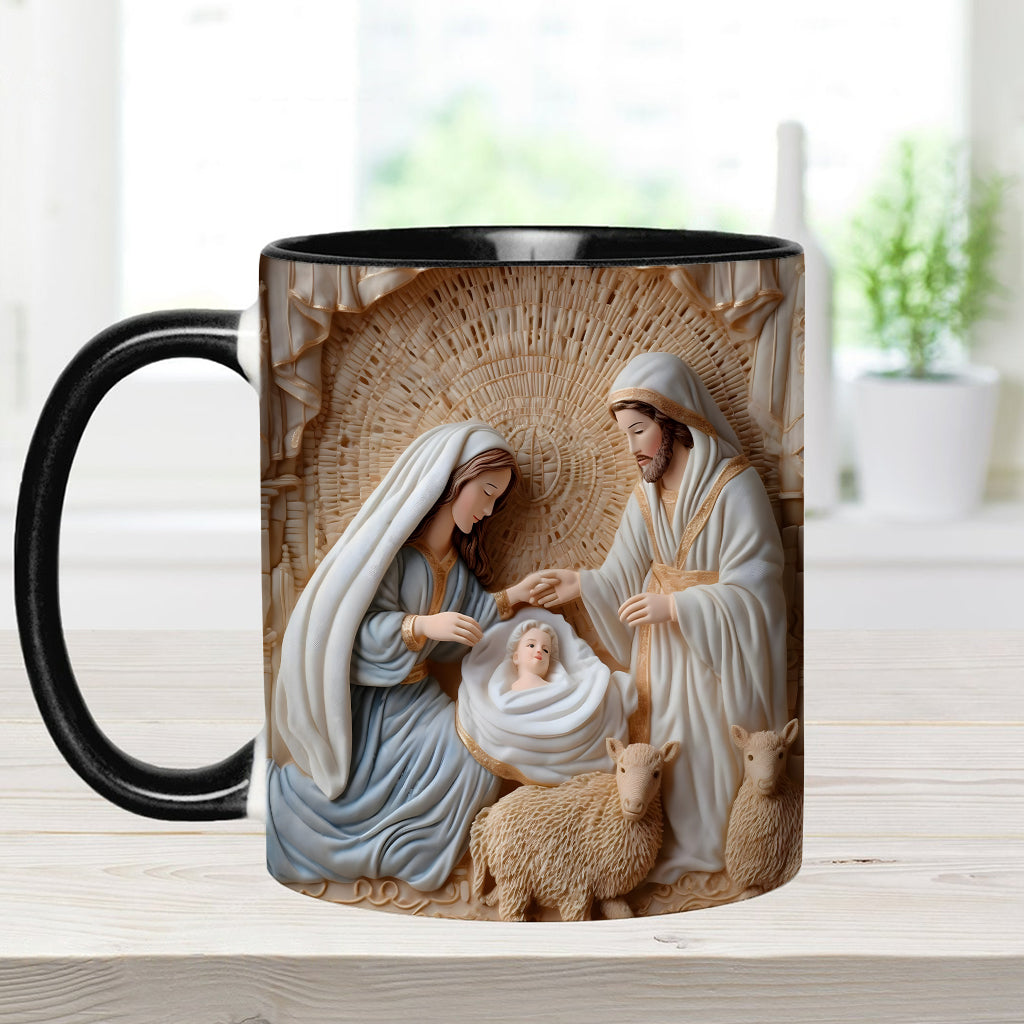 Mug personnalisé à thème chrétien - Scène de la Nativité