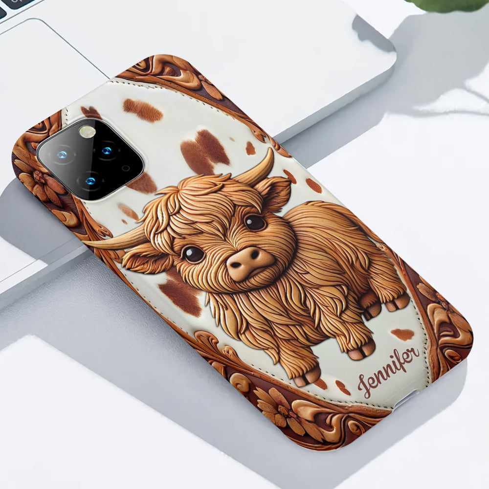 Coque de téléphone personnalisée avec impression intégrale « J’adore les vaches des Highlands »