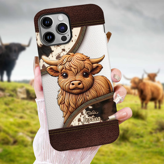 Coque de téléphone personnalisée avec impression intégrale « J’adore les vaches des Highlands »