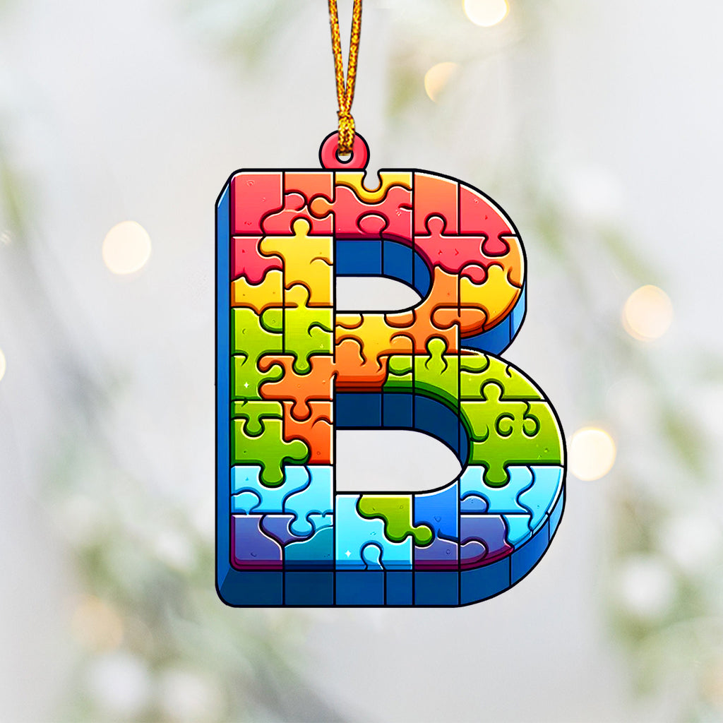 Any Letter Puzzle - Personalized Autism Awareness Ornament