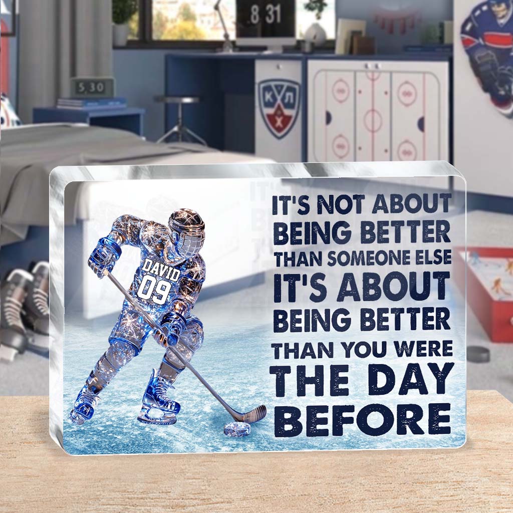 It's About Being Better - Personalized Hockey Custom Shaped Acrylic Plaque