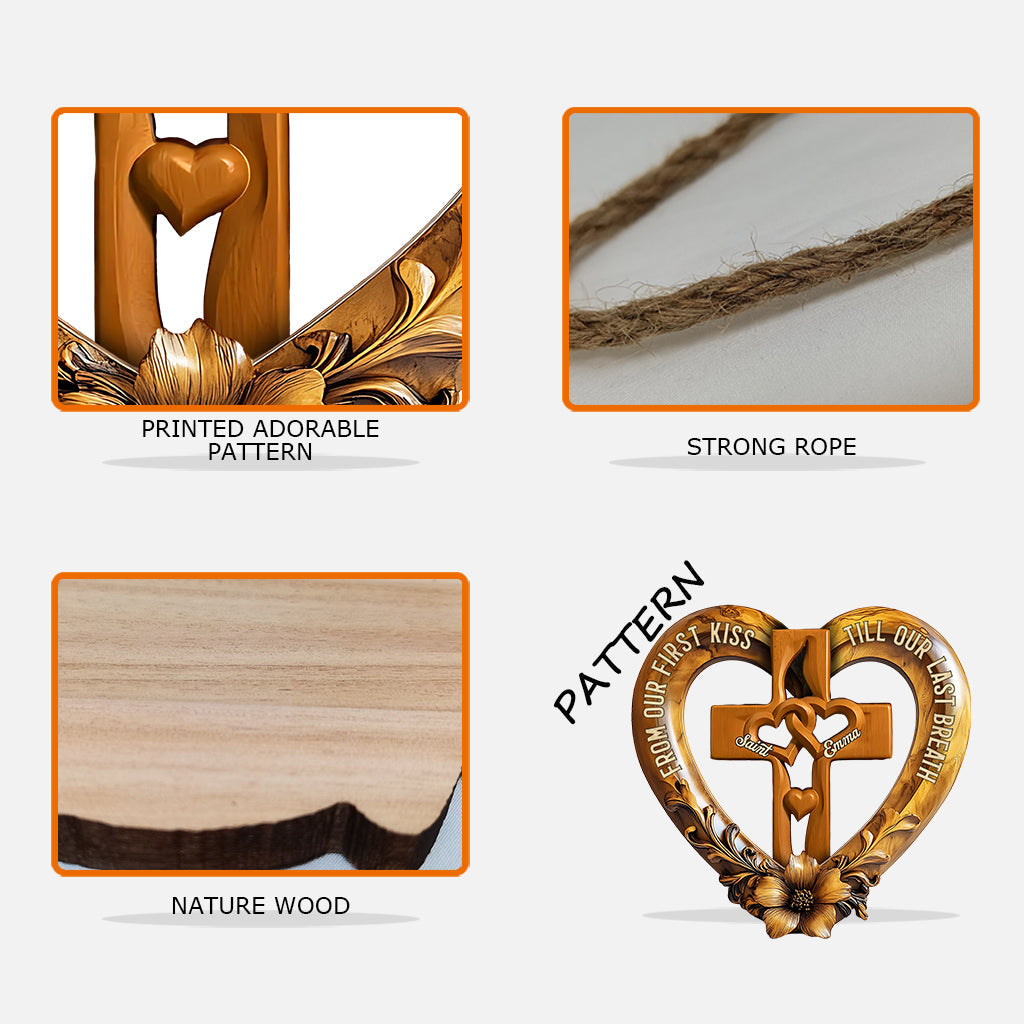 De notre premier baiser - Panneau en bois personnalisé pour couple