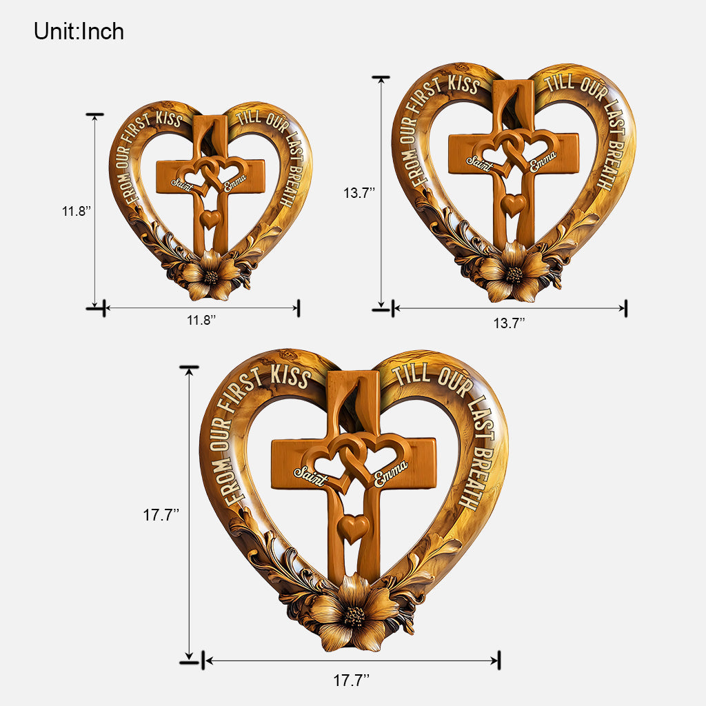De notre premier baiser - Panneau en bois personnalisé pour couple