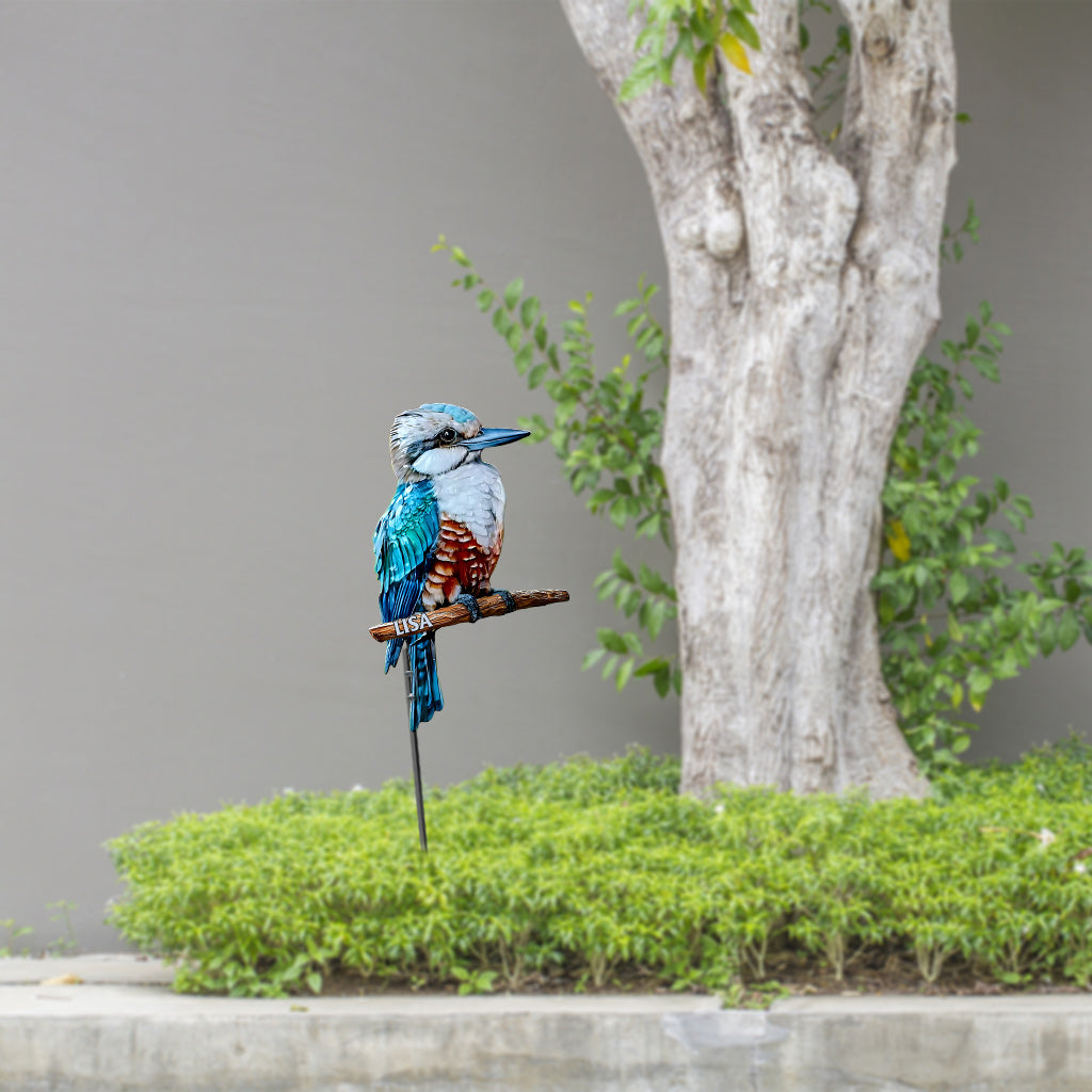 Kookaburra bleu - Décoration de jardin personnalisée en métal
