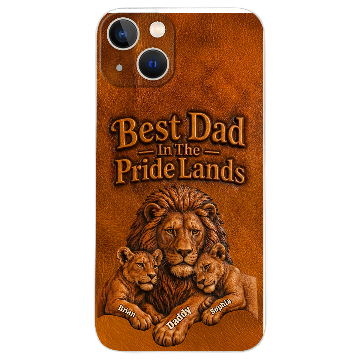 Papa Lion - Coque de téléphone en cuir personnalisée 3D
