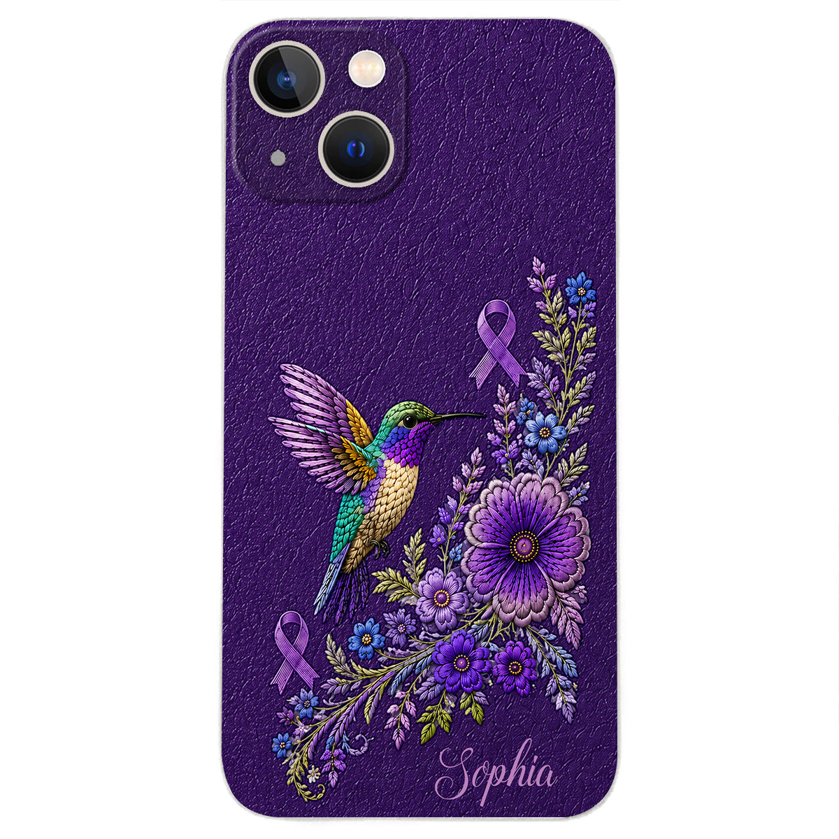 Purple Awareness – Personalized Alzheimer Awareness 3D Embossed Leather Phone Case