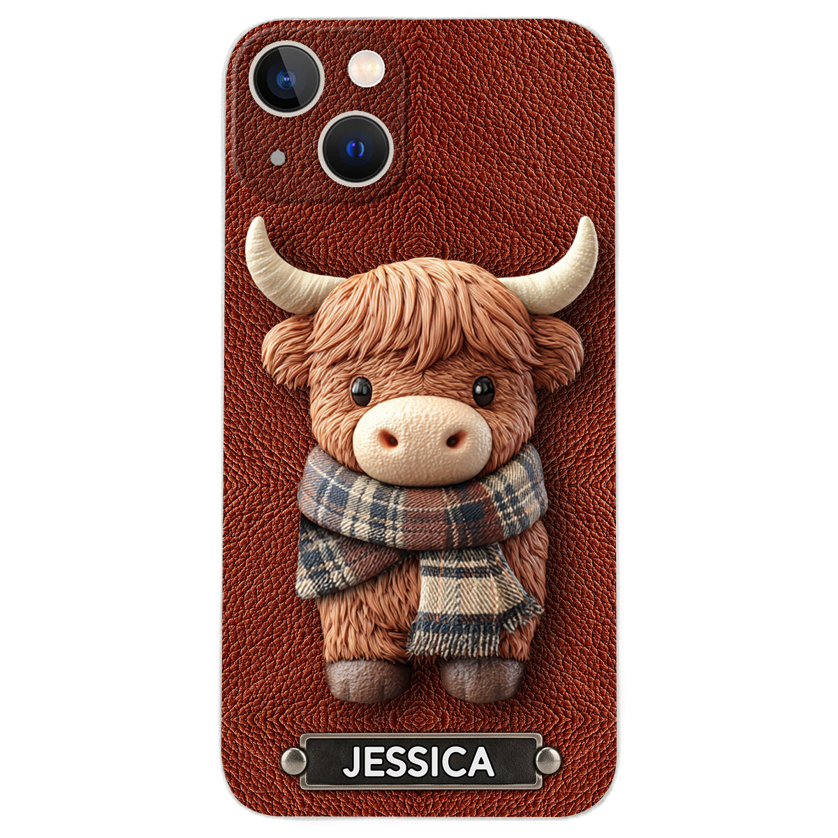 Adorable vache des Highlands - Étui de téléphone en cuir personnalisé avec une vache des Highlands