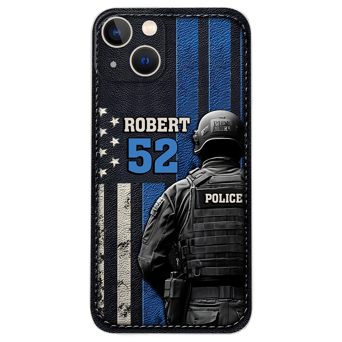 Vie de policier - Étui de téléphone en cuir personnalisé pour policier