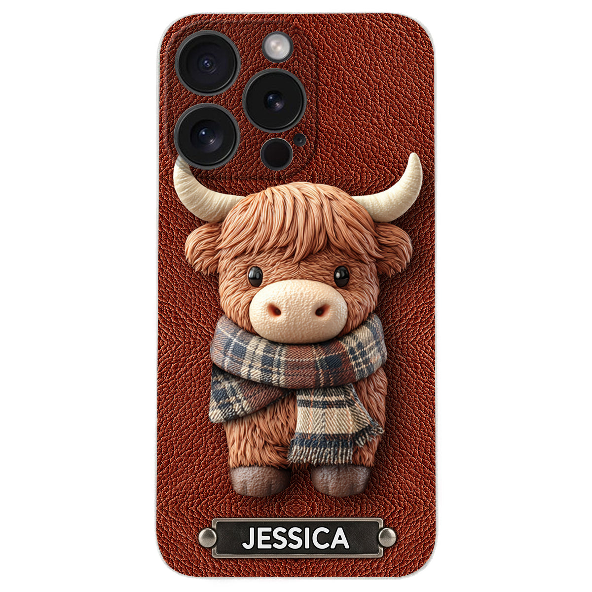 Adorable vache des Highlands - Étui de téléphone en cuir personnalisé avec une vache des Highlands