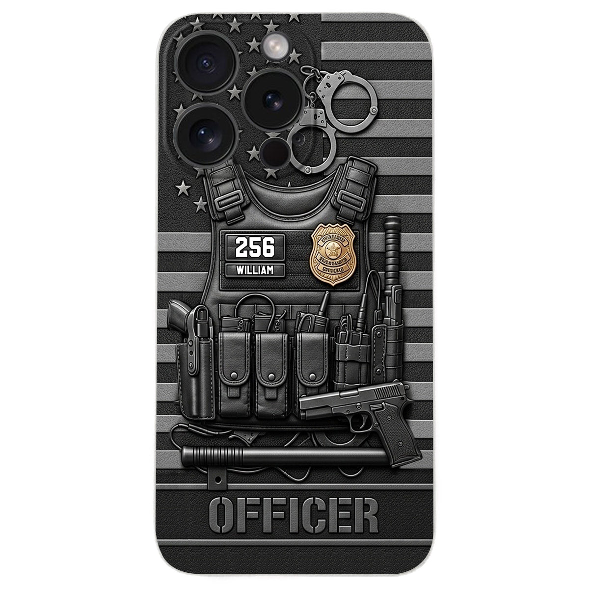 Servir et protéger - Étui de téléphone en cuir personnalisé pour policier