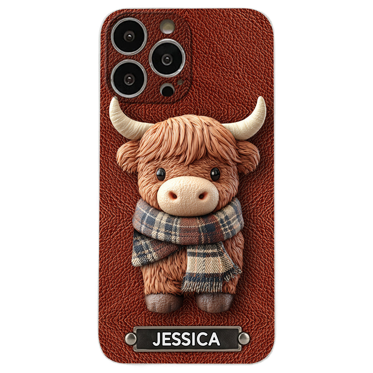Adorable vache des Highlands - Étui de téléphone en cuir personnalisé avec une vache des Highlands