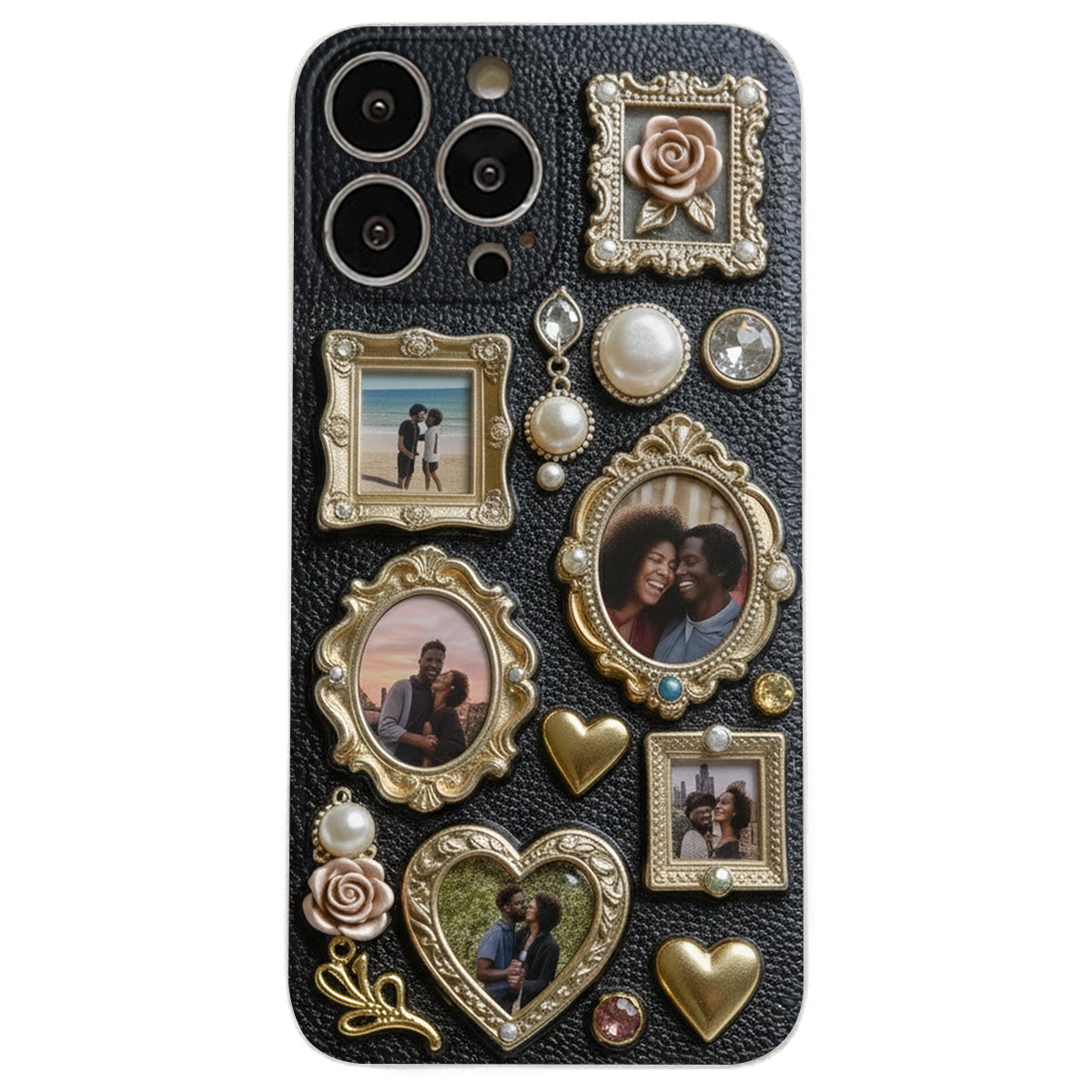 Couple Photo Frame Unique Gift - Personalized Couple Leather Phone Case