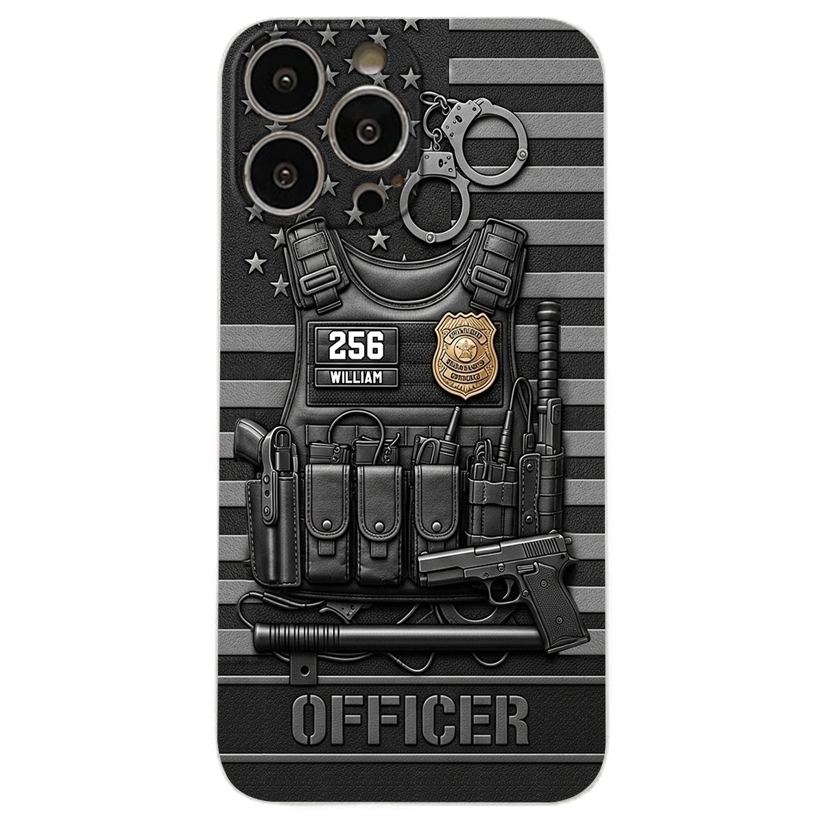 Servir et protéger - Étui de téléphone en cuir personnalisé pour policier