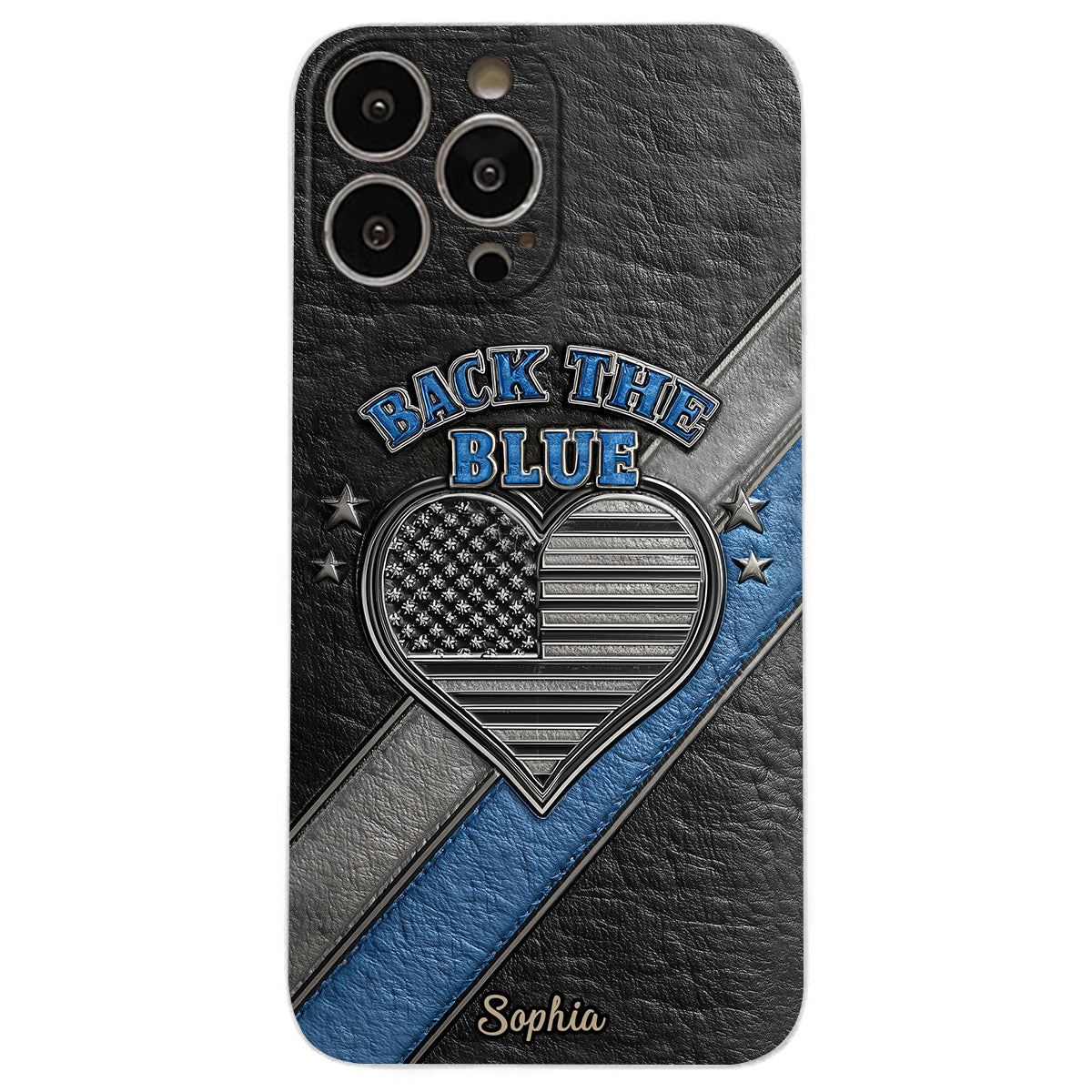 Back the Blue - Personalized Police Officer Leather Phone Case