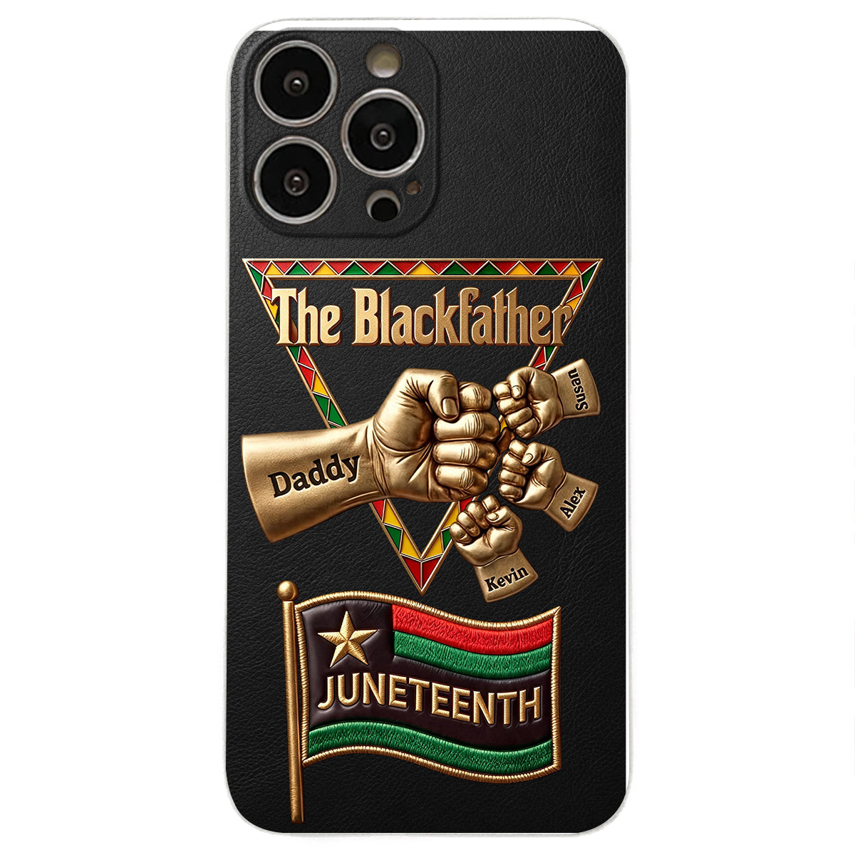 Le Blackfather - Coque de téléphone en cuir embossé 3D personnalisée