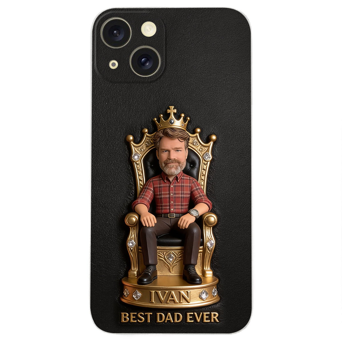 Le Roi Papa - Coque de téléphone en cuir personnalisée 3D