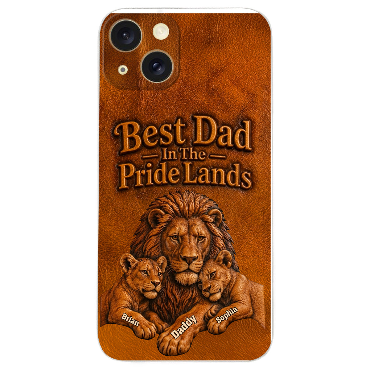Papa Lion - Coque de téléphone en cuir personnalisée 3D