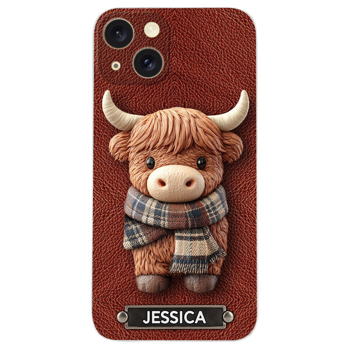 Adorable vache des Highlands - Étui de téléphone en cuir personnalisé avec une vache des Highlands