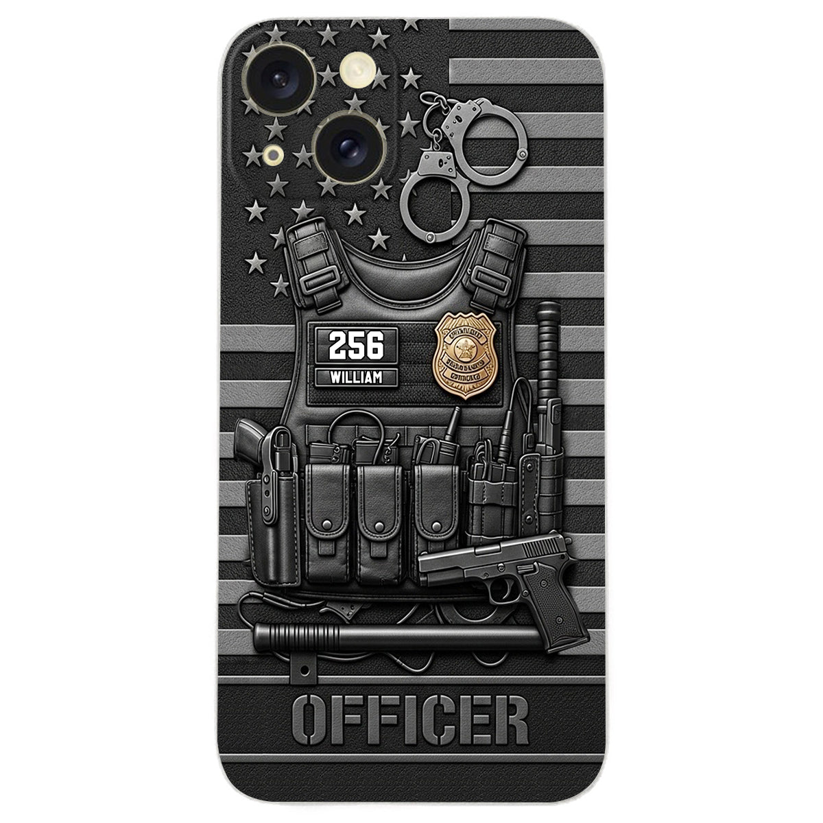 Servir et protéger - Étui de téléphone en cuir personnalisé pour policier