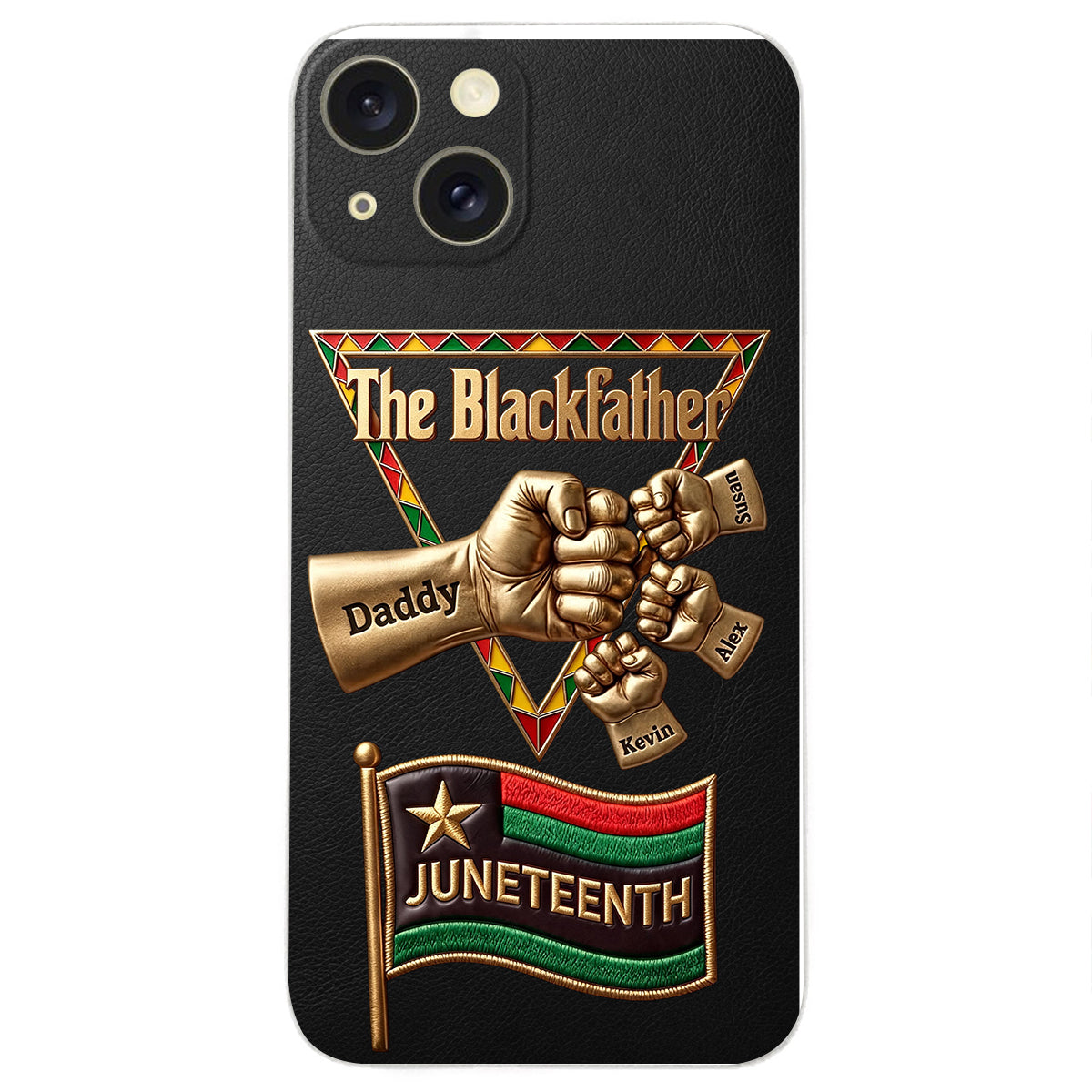 Le Blackfather - Coque de téléphone en cuir embossé 3D personnalisée