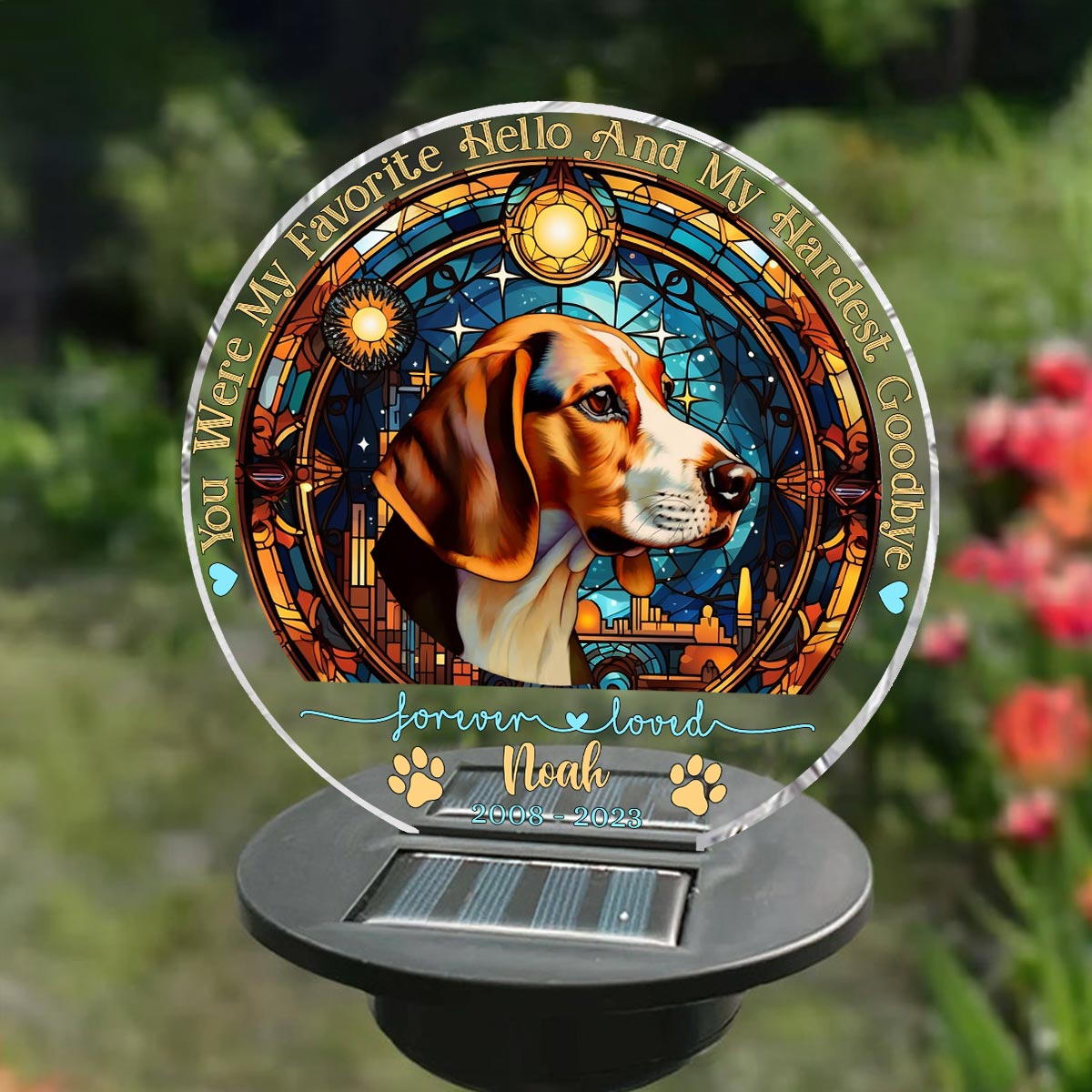 Tu étais mon préféré Bonjour - Lampe solaire de jardin personnalisée pour chien