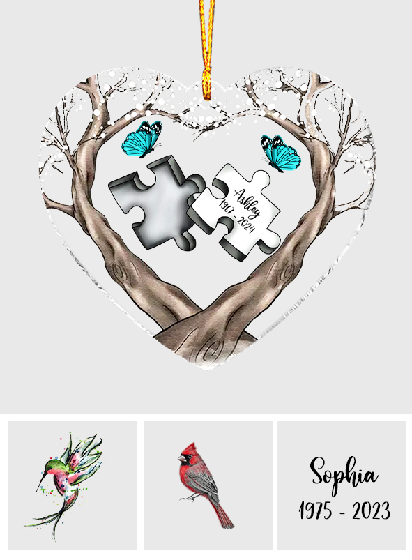 Une partie de mon cœur vit au ciel - Ornement commémoratif personnalisé en forme de pièce unique