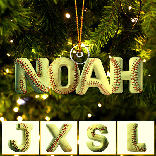 Ornement de softball personnalisé avec nom - Ornement de softball personnalisé en forme de balle