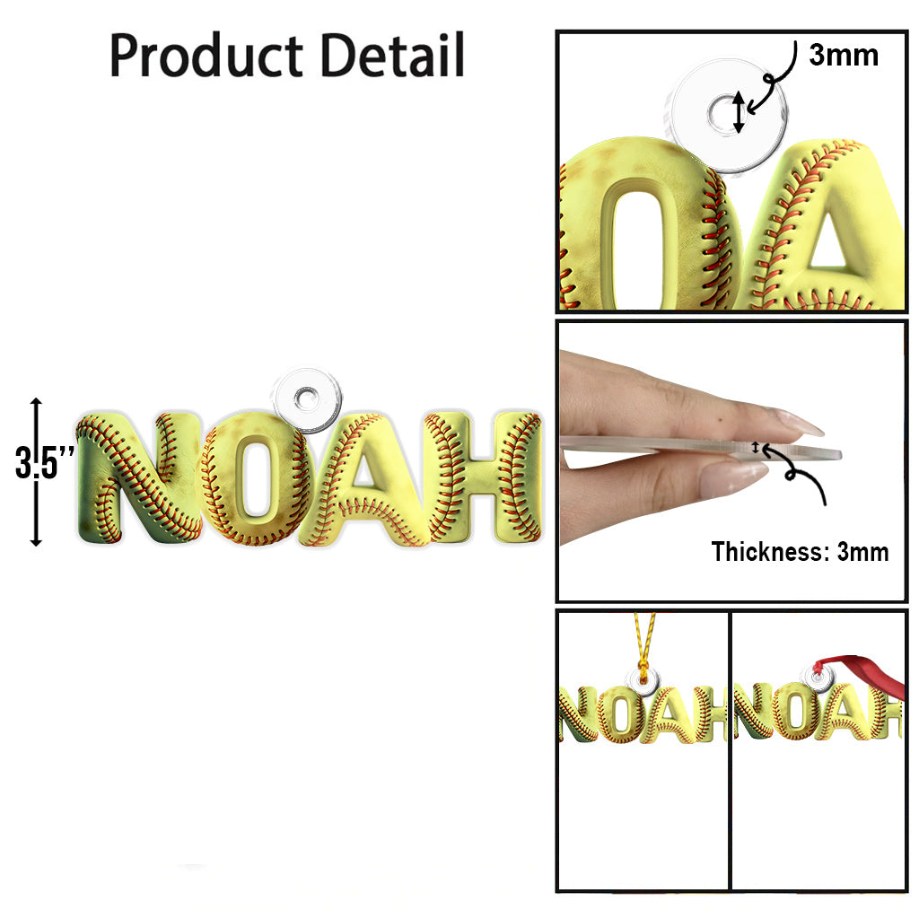 Softball Name Ornament - Personalized Softball Custom Shaped Ornament