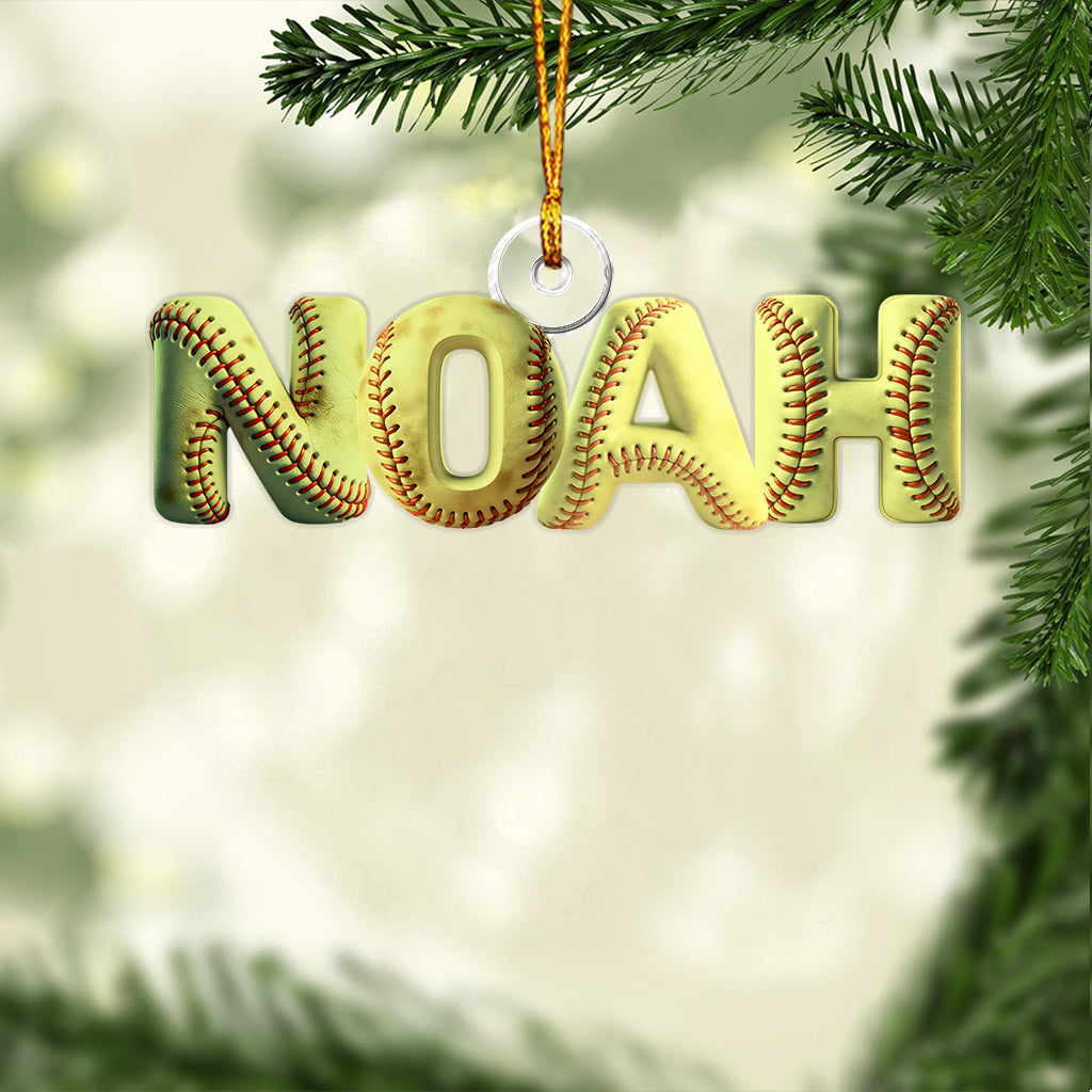Softball Name Ornament - Personalized Softball Custom Shaped Ornament