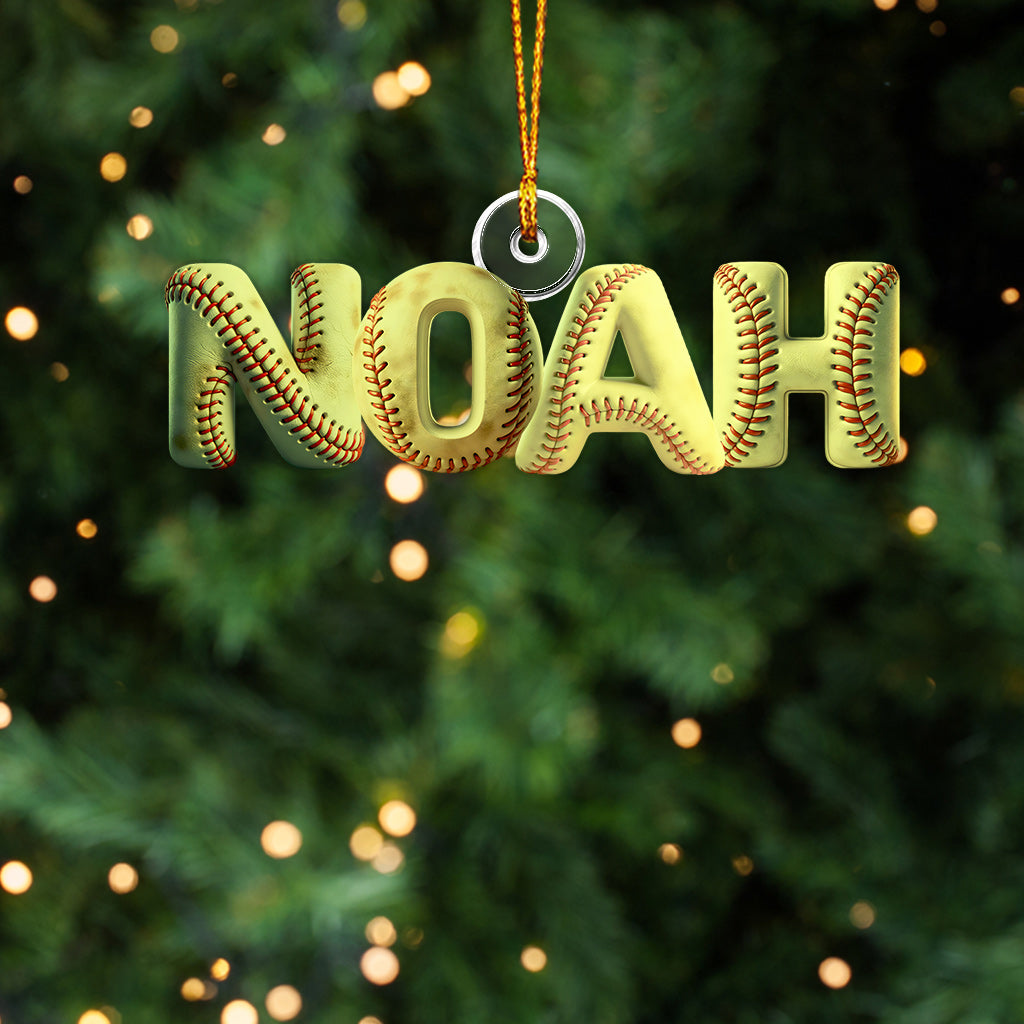 Softball Name Ornament - Personalized Softball Custom Shaped Ornament