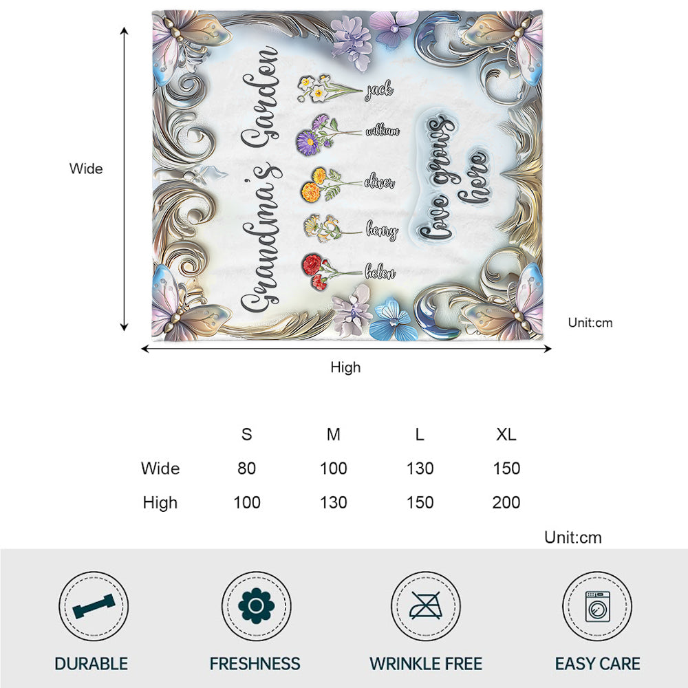 Grand-mère avec la fleur de naissance de son petit-enfant - Couverture personnalisée pour grand-mère