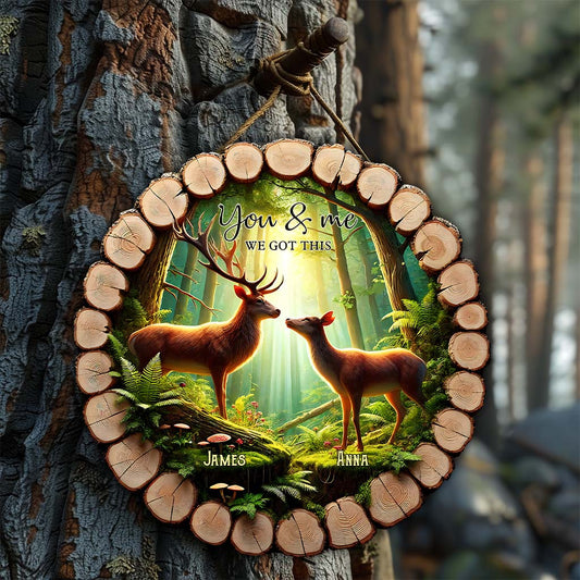 Toi et moi, on gère ça - Panneau rond en bois personnalisé pour la chasse