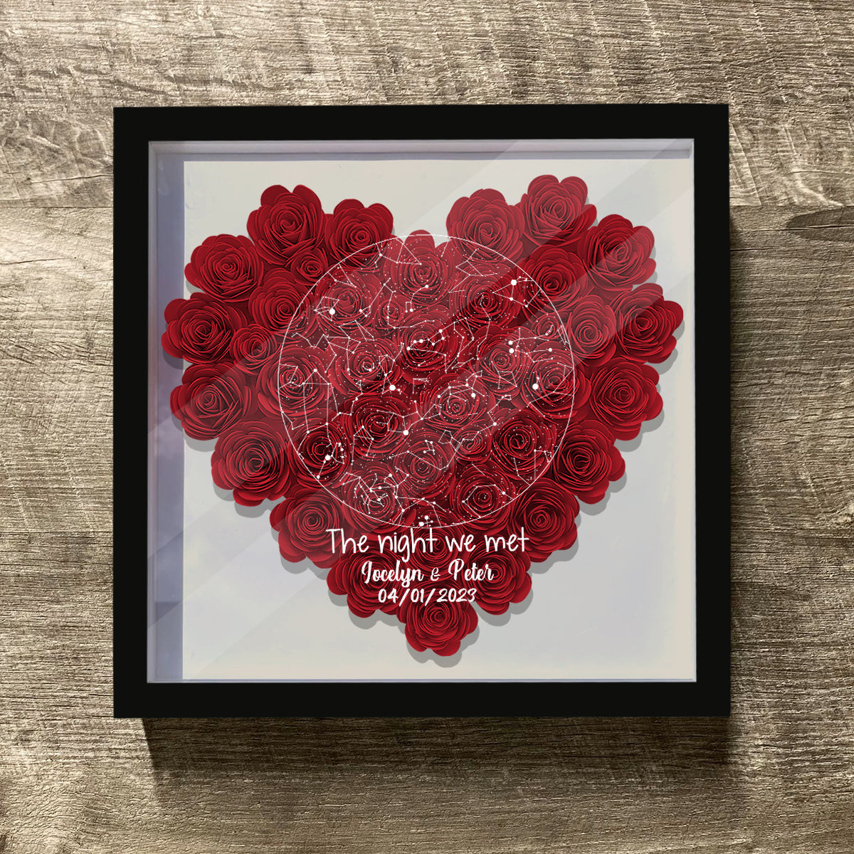The Night We Met - Personalized Couple Flower Shadow Box