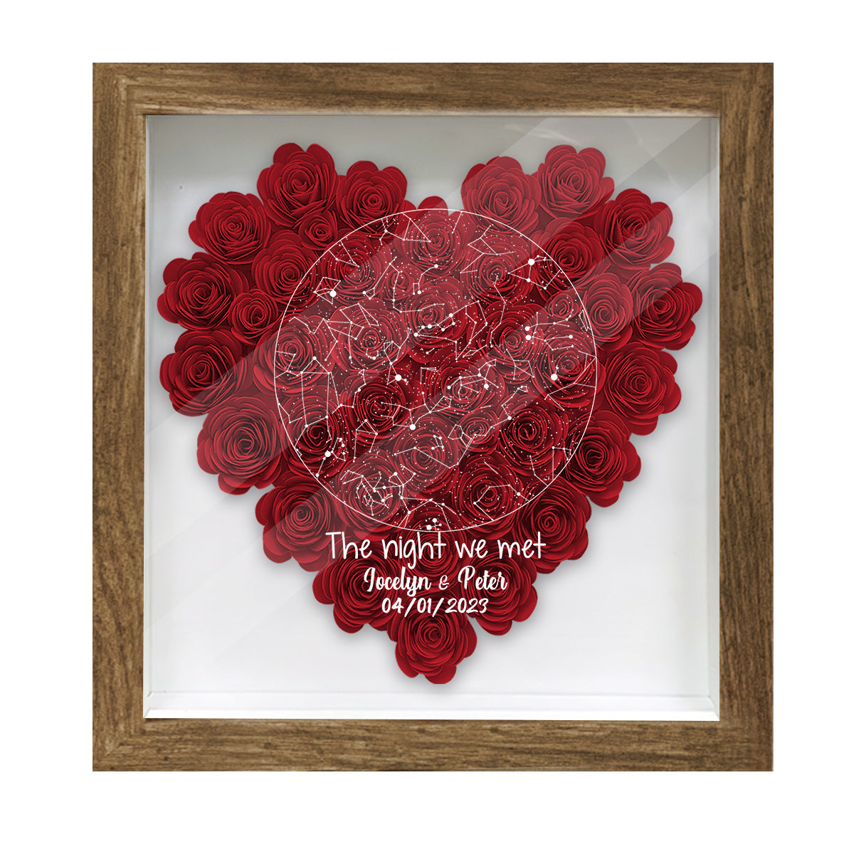 The Night We Met - Personalized Couple Flower Shadow Box