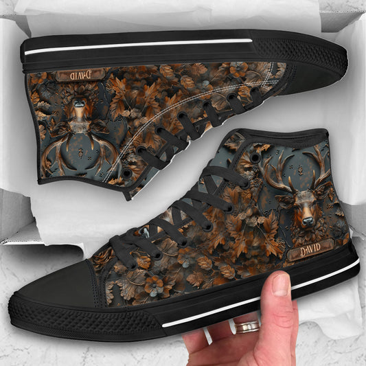 Superbes chaussures de chasse montantes personnalisées à motif cerf