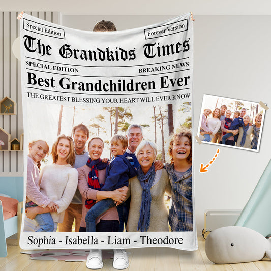 The Grandma Times Best Grandkid Ever - Personalized Grandma Blanket