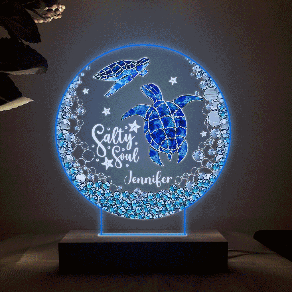 Salty Soul - Plaque lumineuse personnalisée en forme de tortue