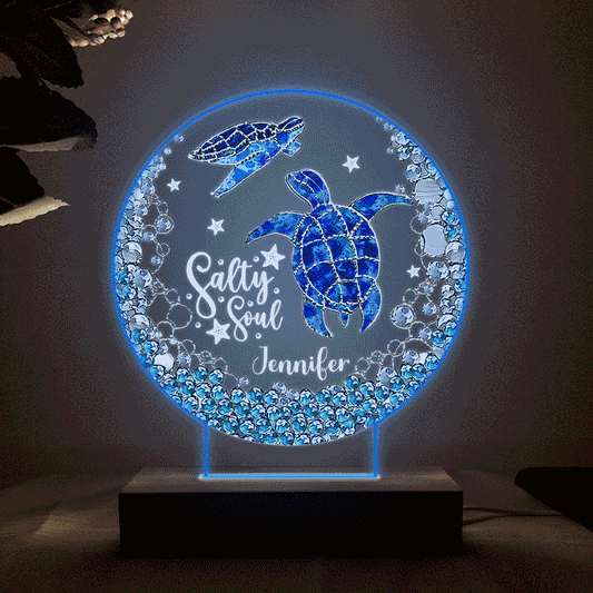 Salty Soul - Plaque lumineuse personnalisée en forme de tortue