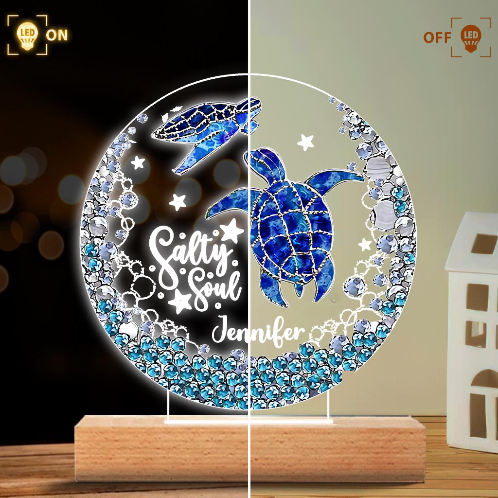 Salty Soul - Plaque lumineuse personnalisée en forme de tortue