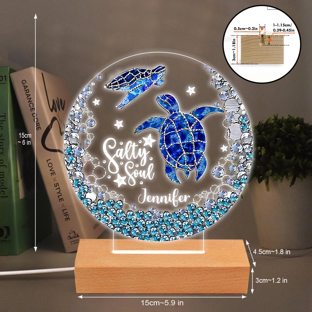 Salty Soul - Plaque lumineuse personnalisée en forme de tortue