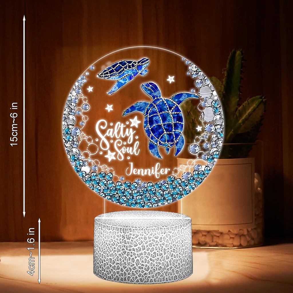 Salty Soul - Plaque lumineuse personnalisée en forme de tortue