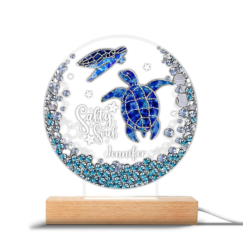 Salty Soul - Plaque lumineuse personnalisée en forme de tortue
