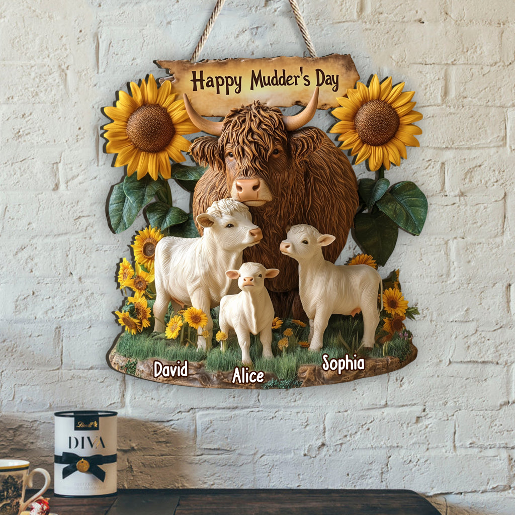 Happy Mudder's Day - Personalized Mother Custom Shaped Wood Sign